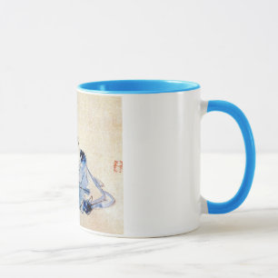 Caneca 顔を洗う猫, lavagem da cara do gato do 広重
