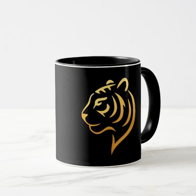 Caneca 黄金の虎 Gold Tiger – Japanese Minimalist (Frente Esquerda)