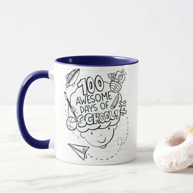 Caneca 100 Awesome Days Of School (Com Donut)