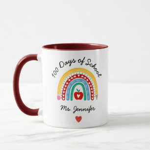 Caneca 100 dias de Escola Arco-Íris e Nome Personalizado