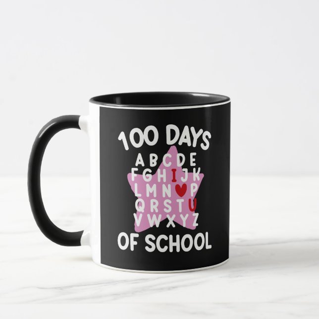 Caneca 100 Dias De Professora De Alfabeto Escolar 100 Dia (Esquerda)