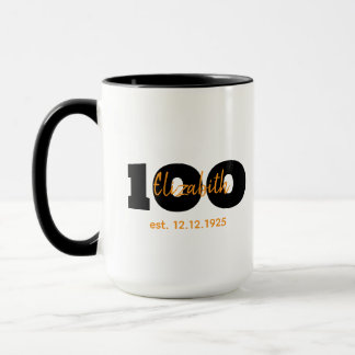 Caneca 100th Birthday Mug,Milestone Gift,Name & Date