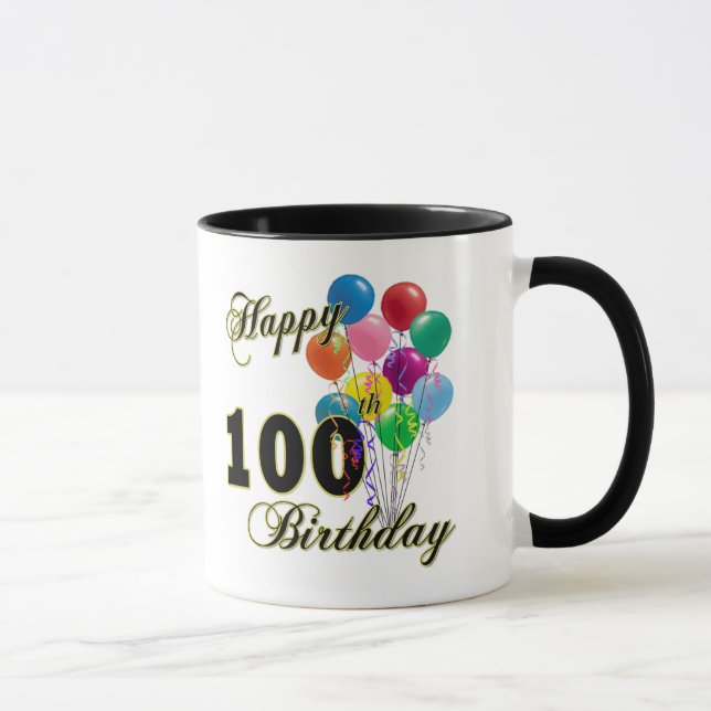 Caneca 100th presentes de aniversário e roupa felizes do (Direita)
