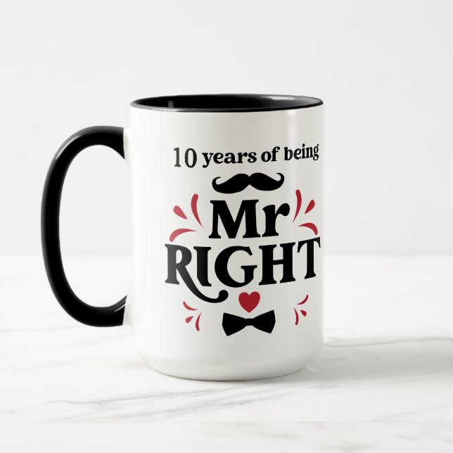 Caneca 10 anos sendo o Sr. Direito Marido Aniversário Mug (Esquerda)