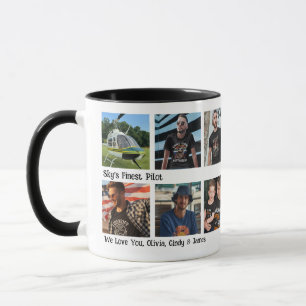Caneca 12 Colagem de Fotos 'Melhor Piloto do Céu' Moderno