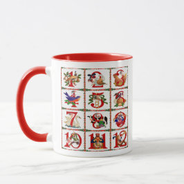 Caneca 12 Dias De Impressão De Quilta De Natal