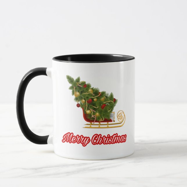 Caneca 12.Ho Ho Papai Noel ri de feliz Natal (Esquerda)