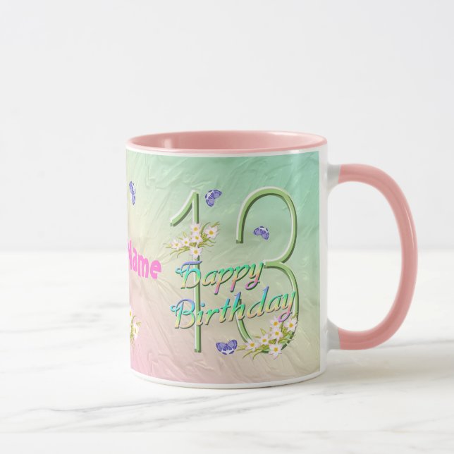 Caneca 13 Birthday - Mug de Jardim de Borboleta (Direita)