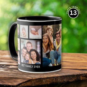 Caneca 13 Colagem de Fotografias Melhor Família Nome Nunc
