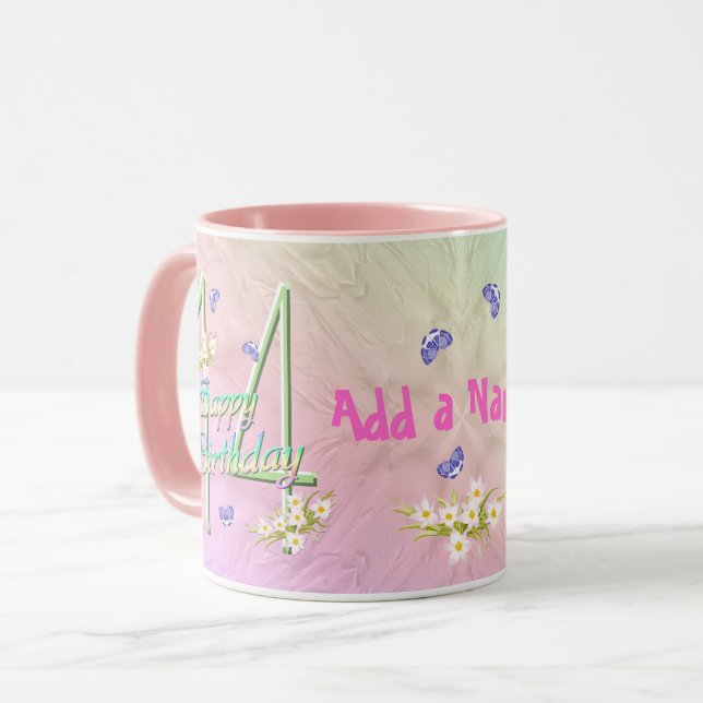 Caneca 14 Birthday - Mug de Jardim de Borboleta (Frente Esquerda)