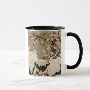 Caneca 15. o 梅花群鶴図, ameixa do 若冲 floresce &