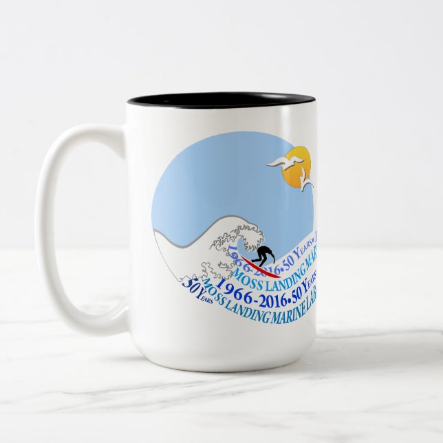 Caneca (15 onças): dois-tom, onda de MLML 50th (Esquerda)