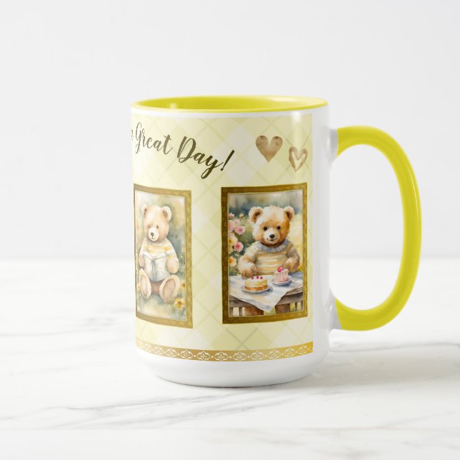 Caneca 15 oz - Belo Urso Amarelo do Urso de Teddy Feliz E (Direita)
