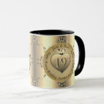 Caneca 19ª Caça de Aniversário de Bronze (Cor)<br><div class="desc">Por um toque romântico,  meu emblema ornamentado em uma caneca de cerâmica para seu 19º aniversário de casamento que ela vai amar!</div>