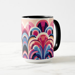 Caneca 1920 Retro Art Deco Rosa, Roxo, Blue Modern