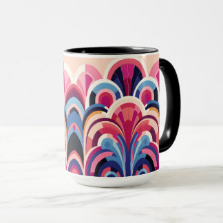 Caneca 1920 Retro Art Deco Rosa, Roxo, Blue Modern