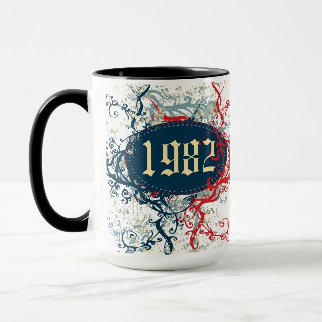 Caneca 1982 Aniversário ou Desde 1982 ou Feito em 1982 (Esquerda)