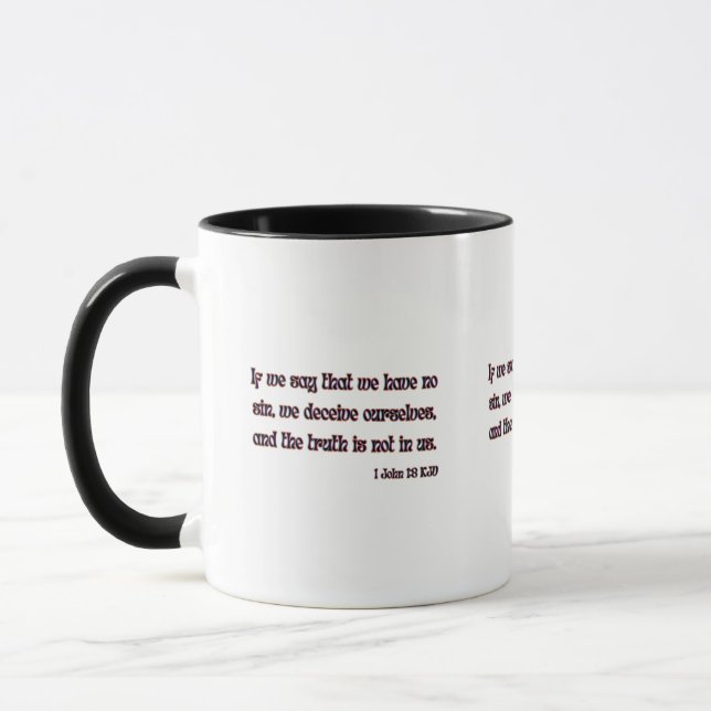 Caneca 1 Bíblia John 1:8 KJV Verso Mug De Dois Tons (Esquerda)