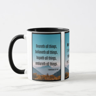 Caneca 1 Corinthians 13:7 Bíblia Escritura Pic Dois Tons