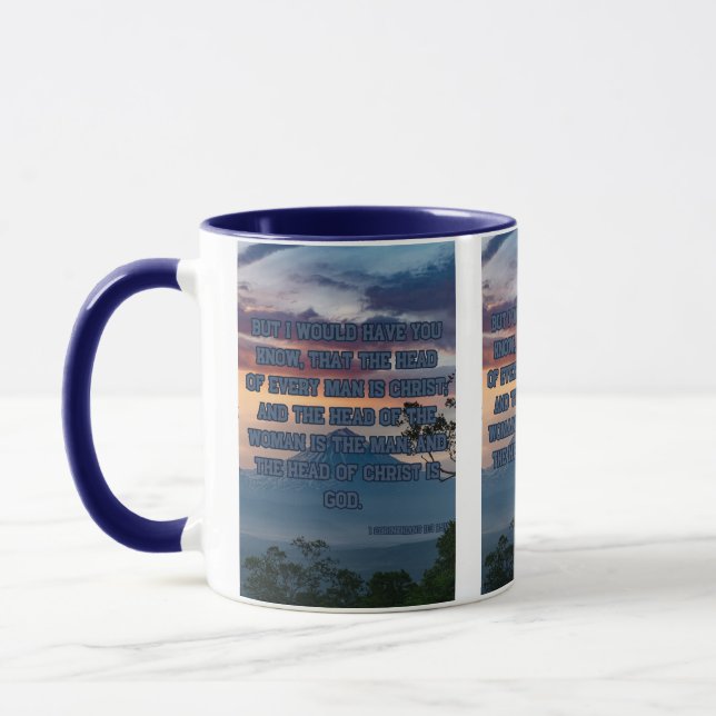 Caneca 1 Corintianos 11:3 KJV Bíblia Verso Pic Dois Tons (Esquerda)