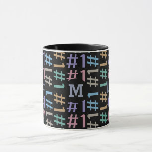 Caneca "# 1" Manchas personalizadas de monograma padrão