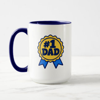 Caneca #1 Pai Pai Número Um Faixa Azul Minimalista Prêmio