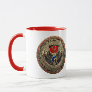 Caneca [200] Sárabe egípcio Dourado, sagrado, com Ankh