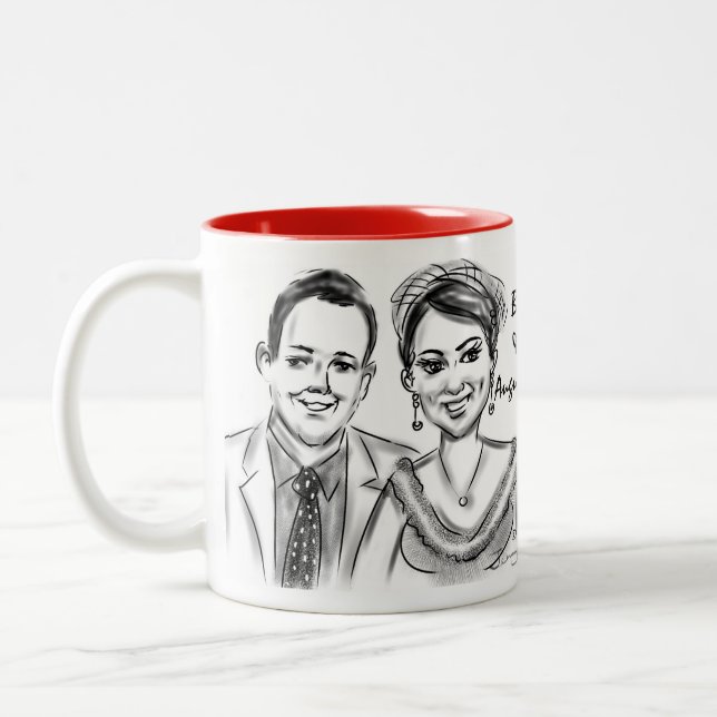 Caneca 2014b da caricatura do casamento de (Esquerda)