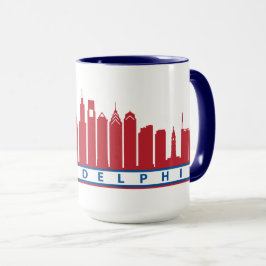 Caneca 2019 da skyline de Philly em branco & azul