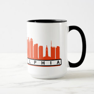 Caneca 2019 da skyline de Philly na laranja & no