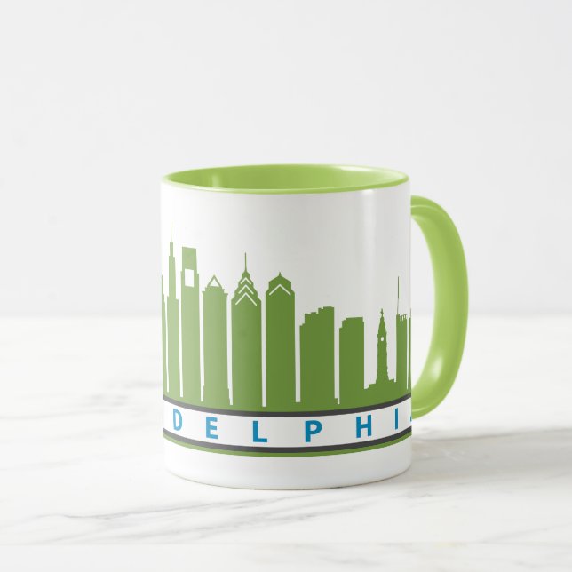 Caneca 2019 da skyline de Philly no limão & nas (Frente Esquerda)