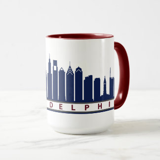 Caneca 2019 da skyline de Philly no marinho