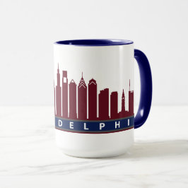 Caneca 2019 da skyline de Philly no marrom