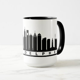 Caneca 2019 da skyline de Philly no preto