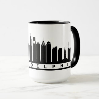 Caneca 2019 da skyline de Philly no preto