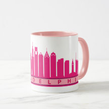 Caneca 2019 da skyline de Philly no rosa