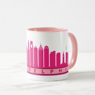 Caneca 2019 da skyline de Philly no rosa