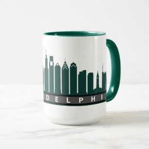 Caneca 2019 da skyline de Philly no verde