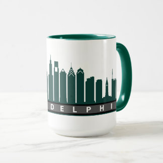 Caneca 2019 da skyline de Philly no verde