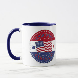 Caneca 2024 Bandeira dos EUA Seu Voto Conta