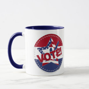 Caneca 2024 Bandeira dos EUA VOTE Estrela Marca de Verifi