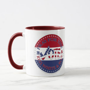 Caneca 2024 Reze Pela Marca De Verificação Red, White Blu