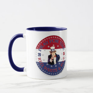 Caneca 2024 Reze pelo Tio Vermelho, Branco e Azul Sam