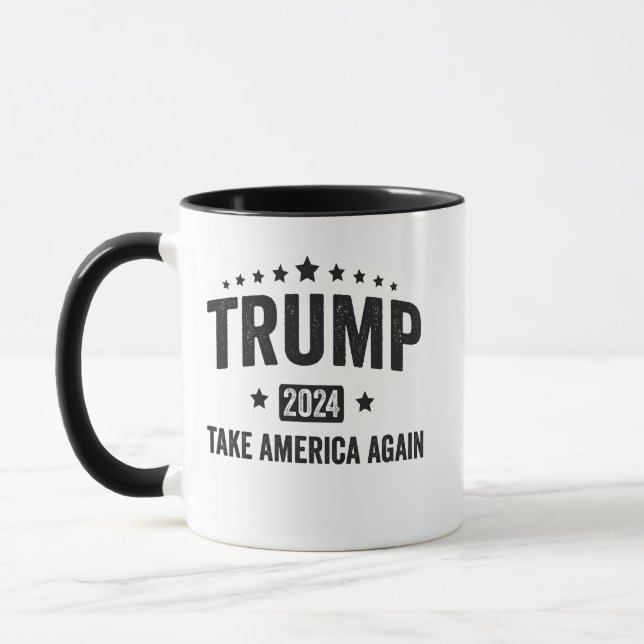 Caneca 2024 Trump Leva a América de novo Patriótica Ameri (Esquerda)