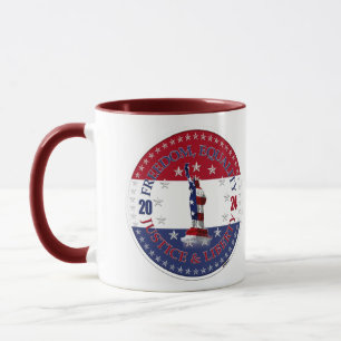 Caneca 2024 Vermelho Azul Liberdade, Igualdade, Justiça L