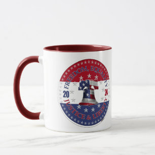 Caneca 2024 Vermelho Azul Liberdade, Igualdade, Justiça L