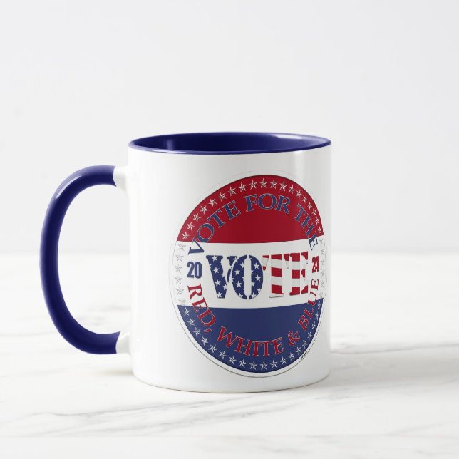 Caneca 2024 Votação No Red, White Blue USA Flag VOTE (Esquerda)