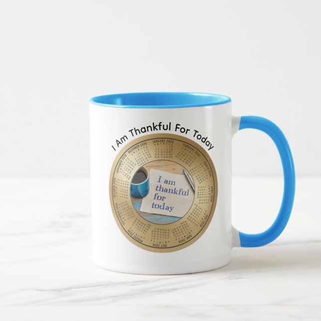 Caneca 2026 Calendar I Am Thankful For Today Coffee (Direita)