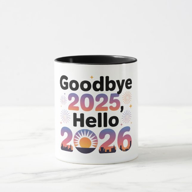 Caneca 2026 New Year Sunset Celebration Coffee Mug (Centro)