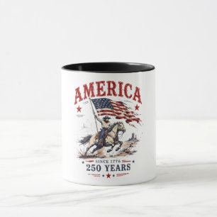 Caneca 250 Anos América 1776 2026 Patriótico Cowboy